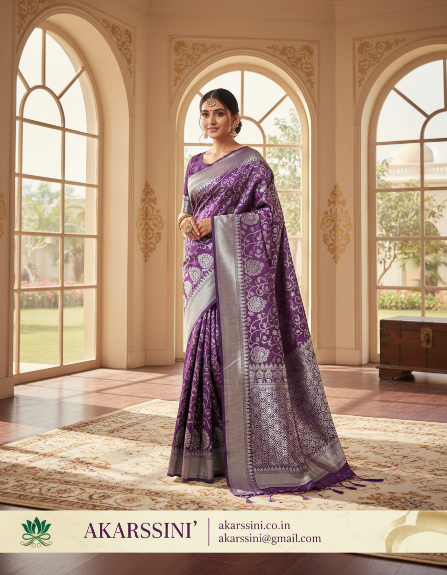 Semi Silk Saree with Heavy Zari Border