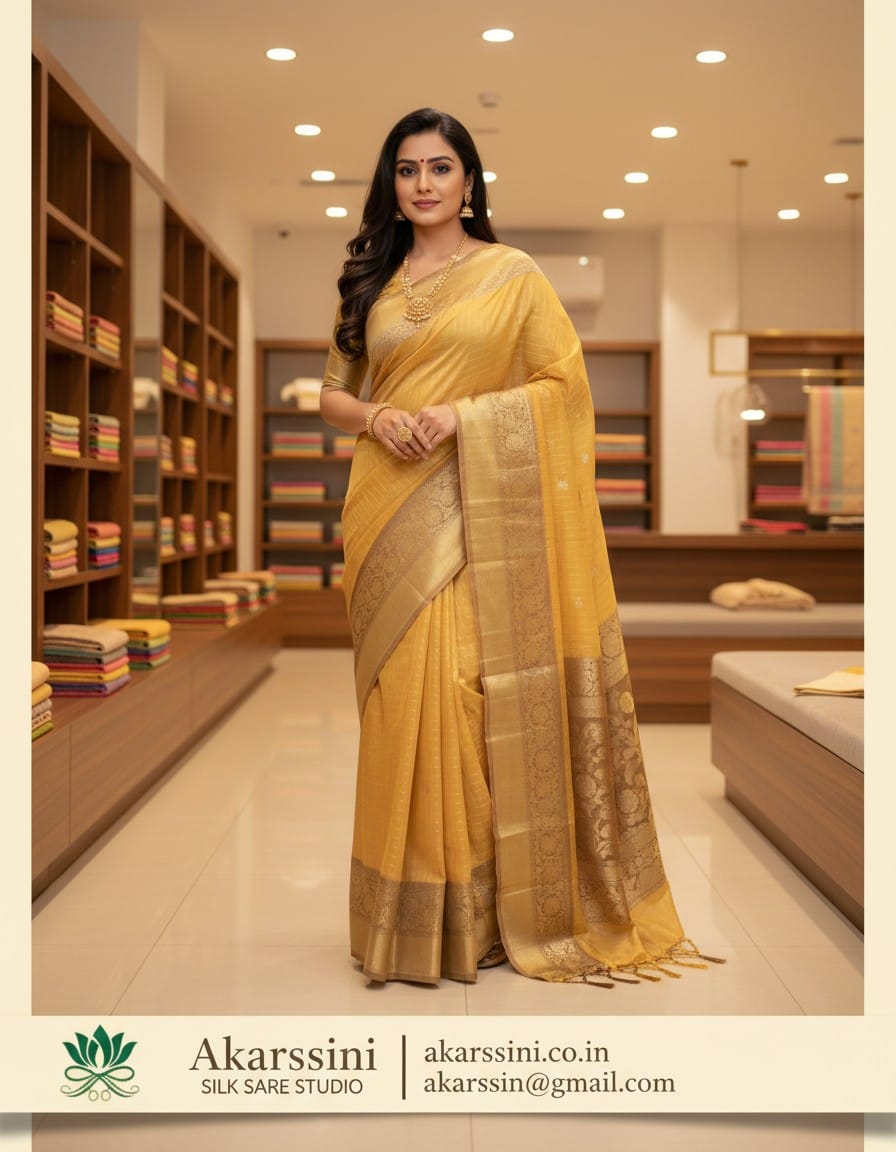 Akarssini Swarnima Golden Zari Silk Saree